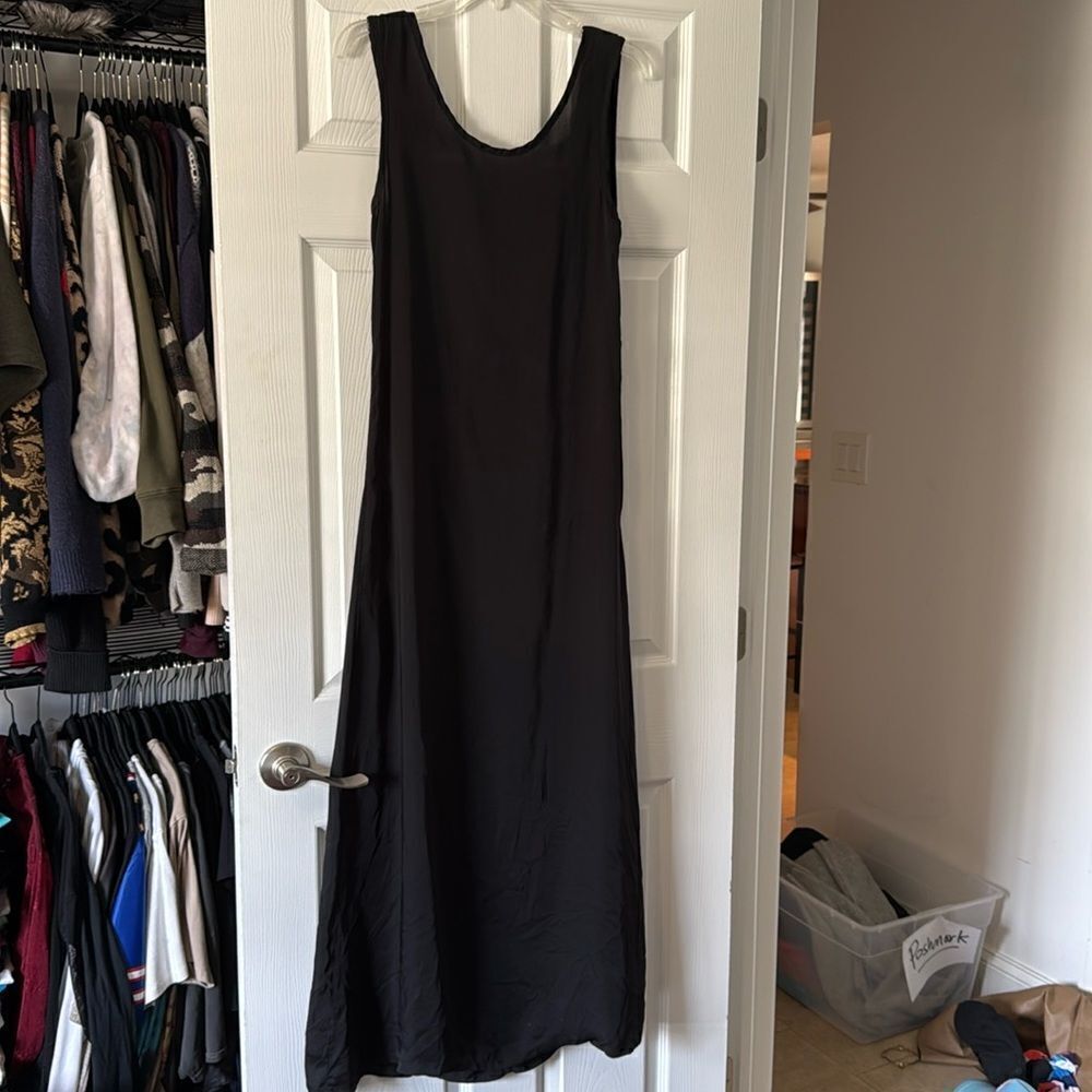 Black Cover Up Gypsy Junkie Black Dress - Long Maxi Sheer Thin Dress - Side Zip